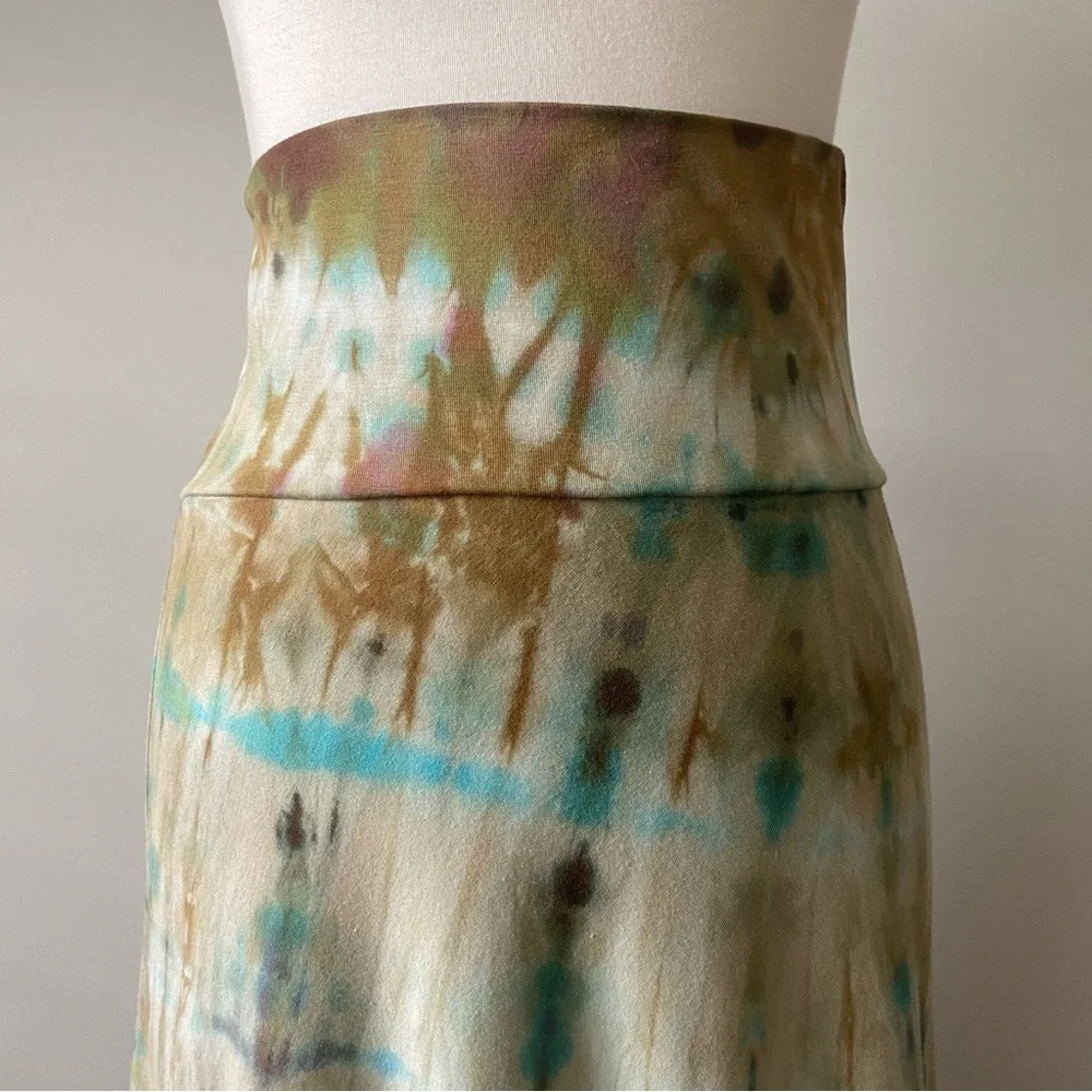 Soft Surroundings Tie Dye Ruffle Hem Supima Cotton Maxi Skirt size M - Picture 4 of 6